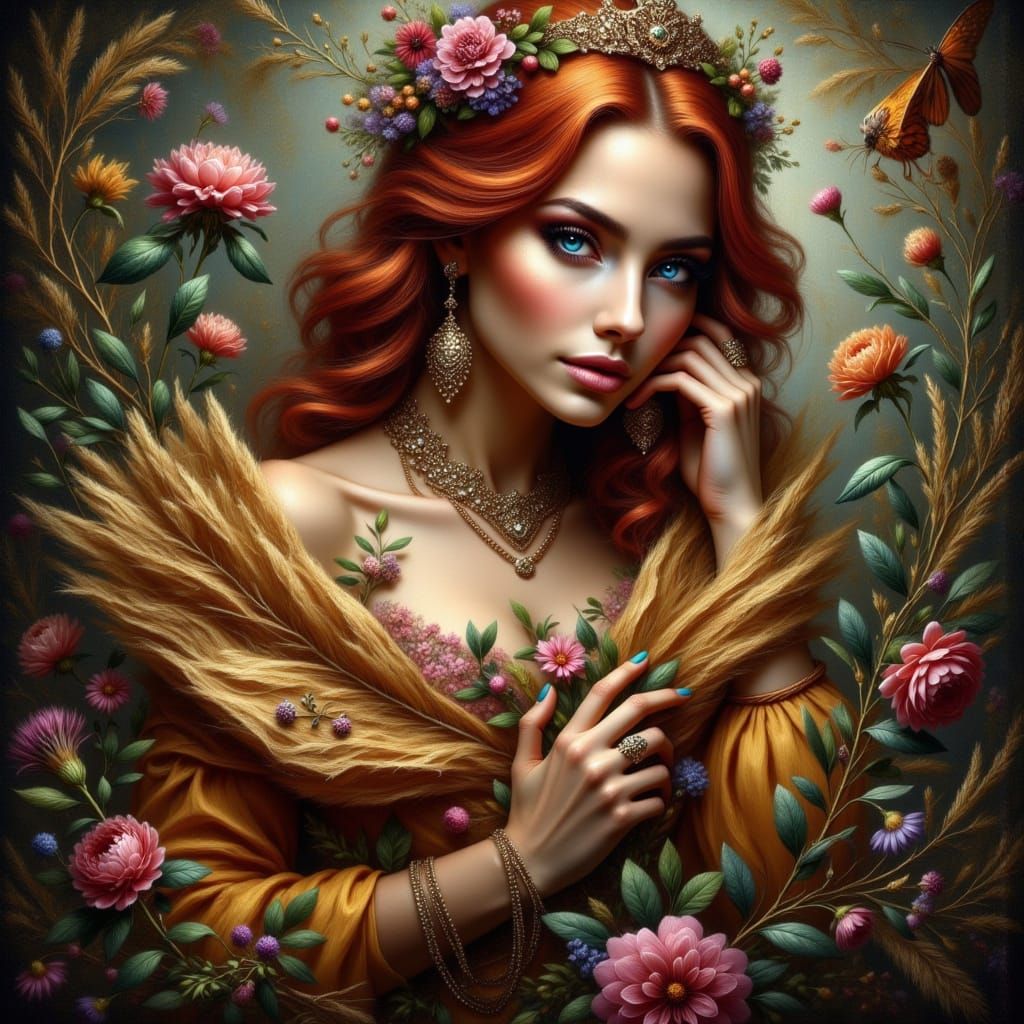 forest nymph adorned with jewelry
