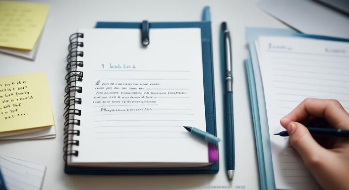 Person Journaling at Desk with Inspiring Elements