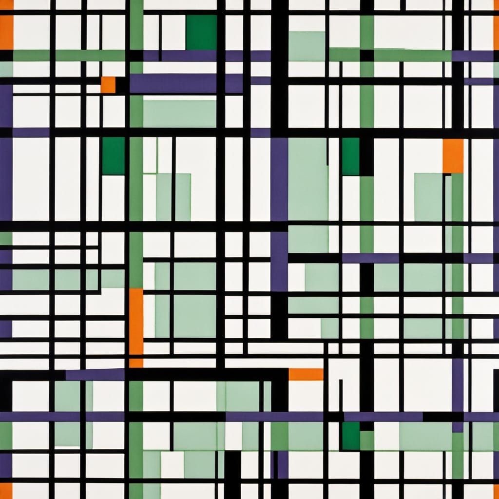 Mondrian Grid Composition with Inverted Color Scheme