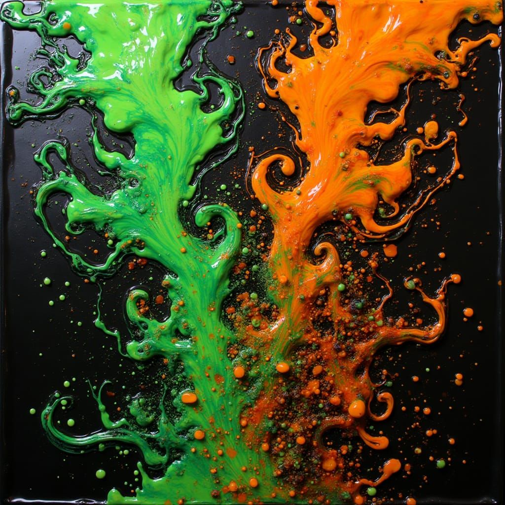 Vibrant Neon Liquids Forming Intricate Patterns