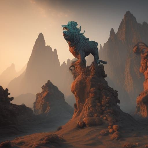 Detailed Statues in Deep Color, Fantasy Concept Art