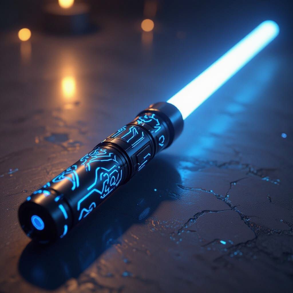 Futuristic Lightsaber Hilt With Glowing Blue Blade
