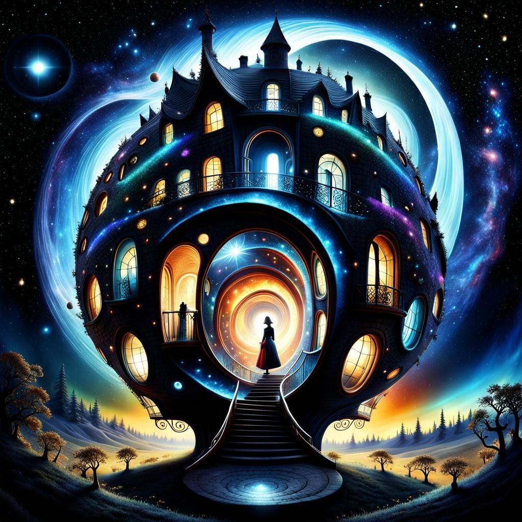 Surreal Spiraling Hyper-Dimensional House Portal
