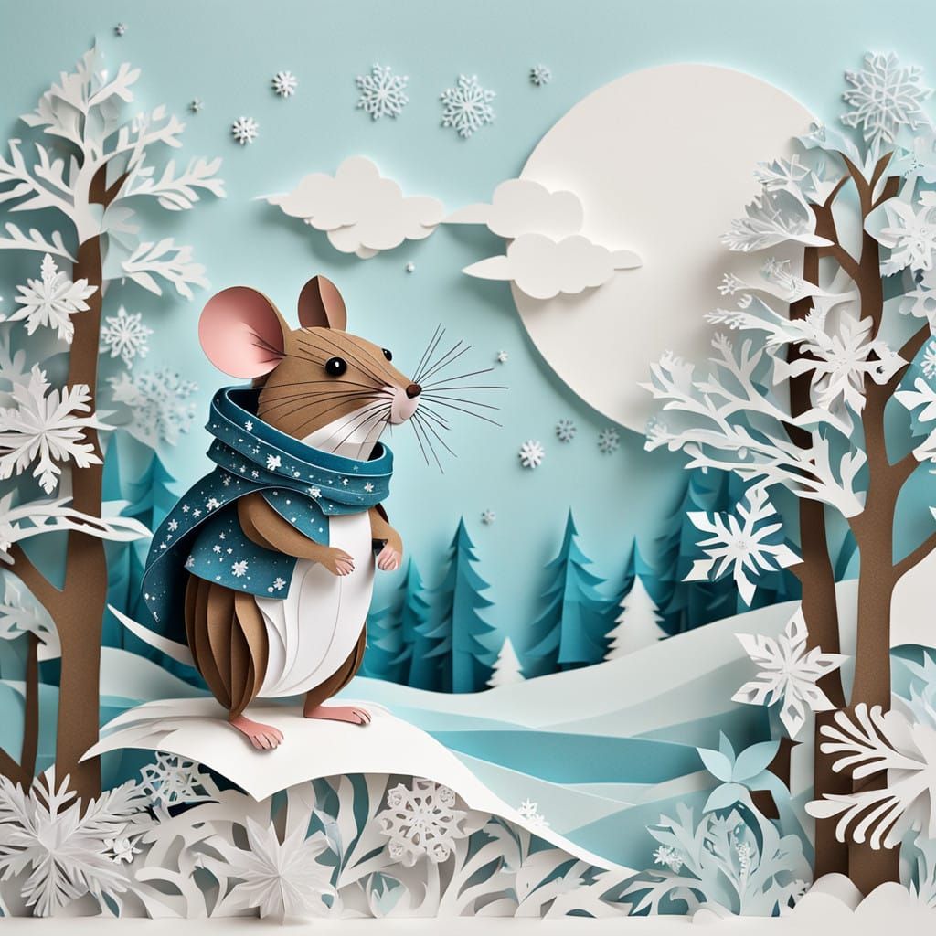 Winter Wonderland Scene in Layered Paper Art