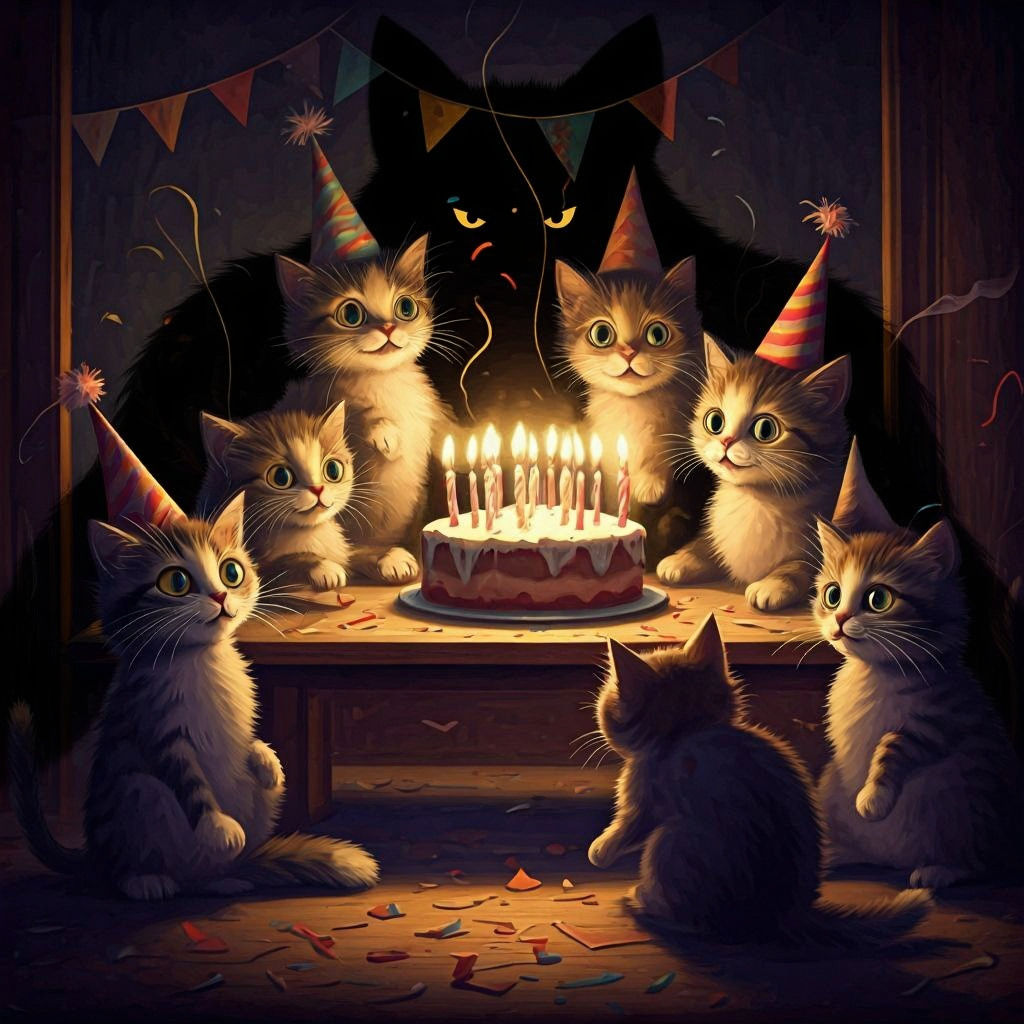 The kitten froze, staring at the wolf in kindergarten...🥶