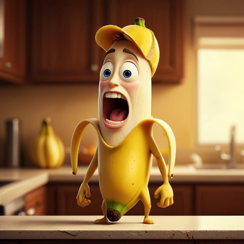 Pixar-Style Banana Man Wakes Up to Morning