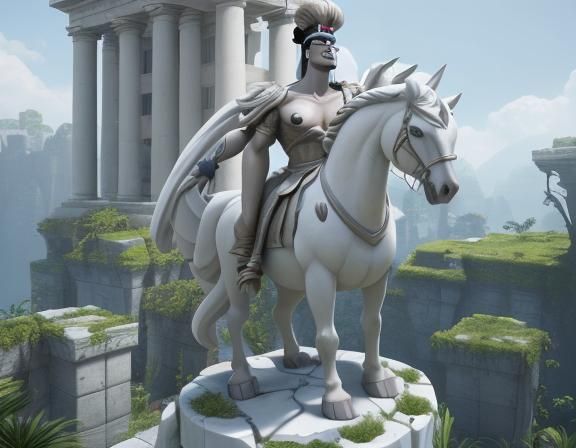 Kronk as Marble Statue in Overgrown Ruins