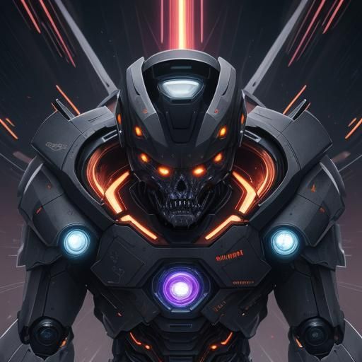 Robotic Zombie Omega Core Radiating Energy