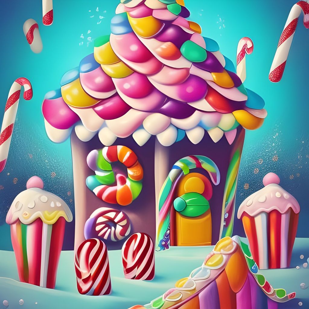 Colorful Candy Gingerbread House in Postmodern Style