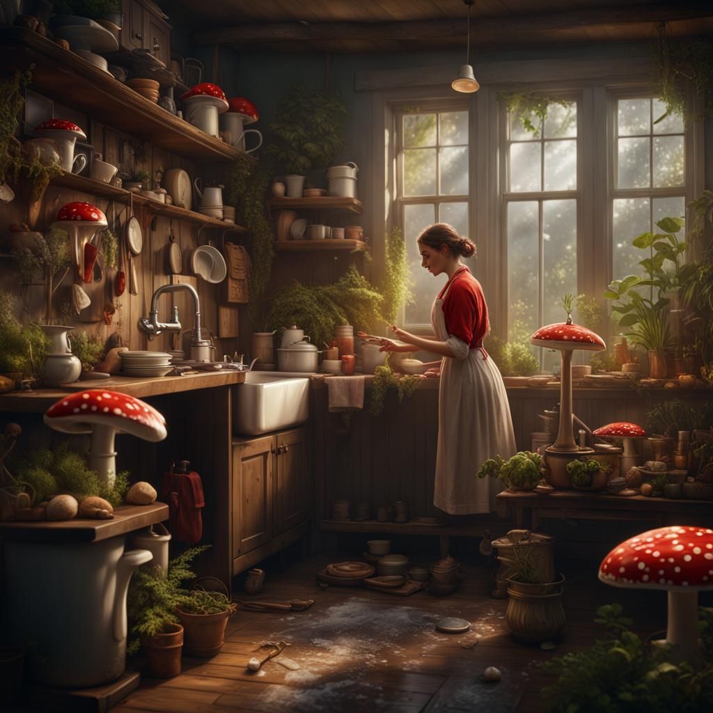 Amanita Muscaria as Motherly Woman in Cozy Home
