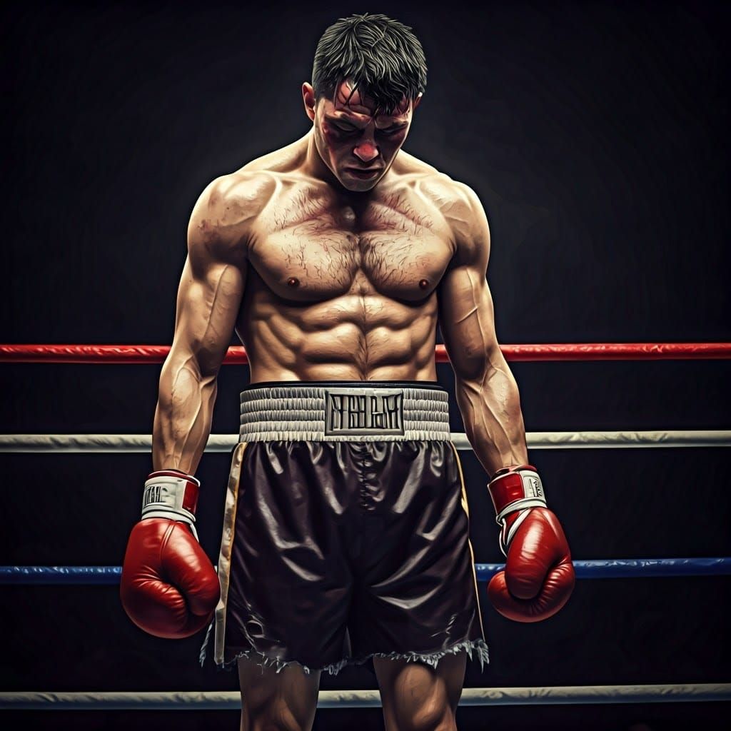 Defeated Boxer in Dramatic Boxing Scene