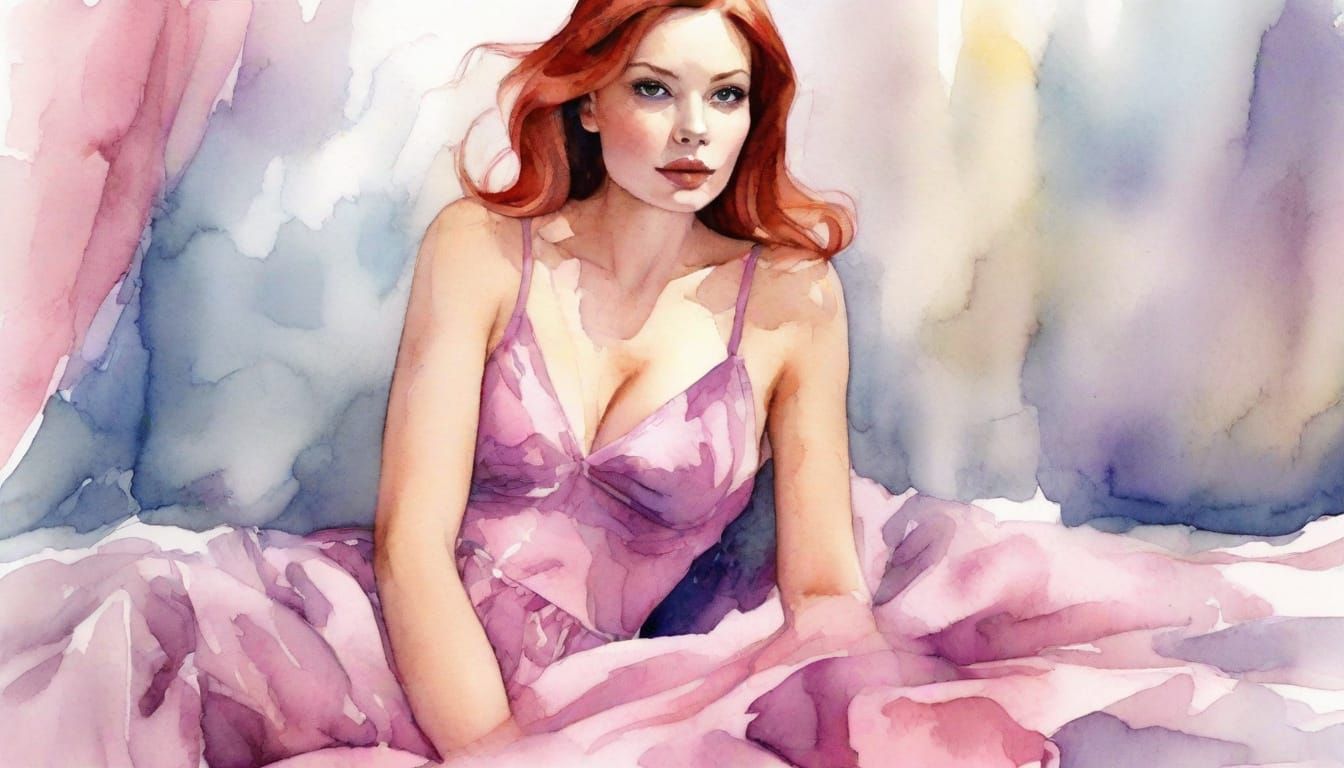 Sensual Exotic Pin-up Art in Vibrant Watercolor