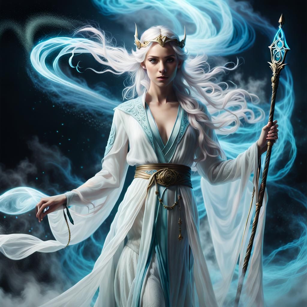 Enchanted Elfpunk Wizardess in Soft, Ethereal Light