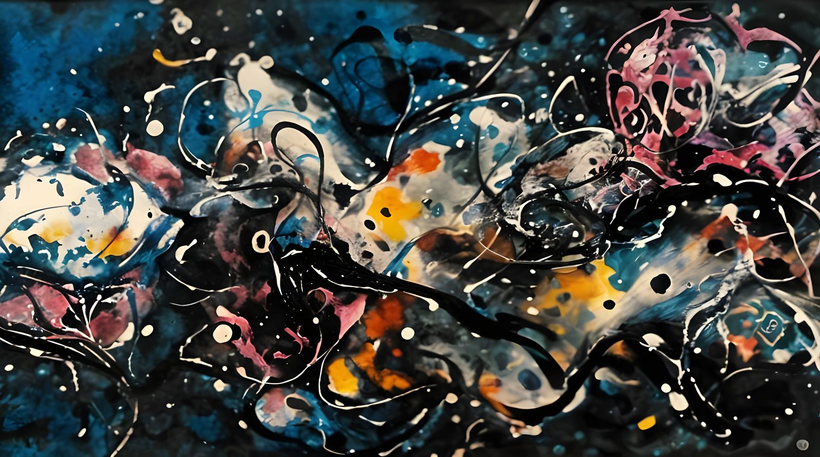 Alcohol Ink Masterpiece with Blue, Silver, and Pink Swirls