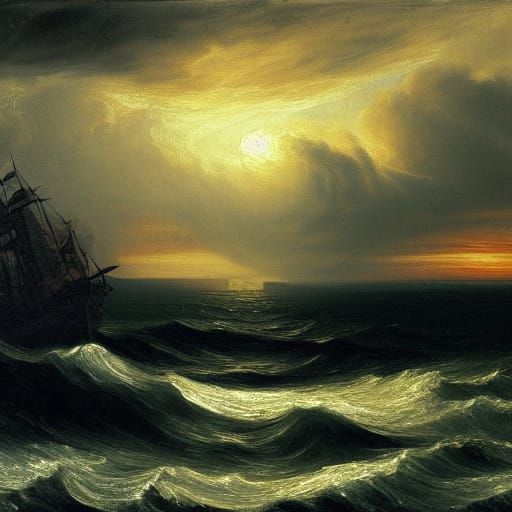 Treasure Chest on Galleon Deck: Oil Painting