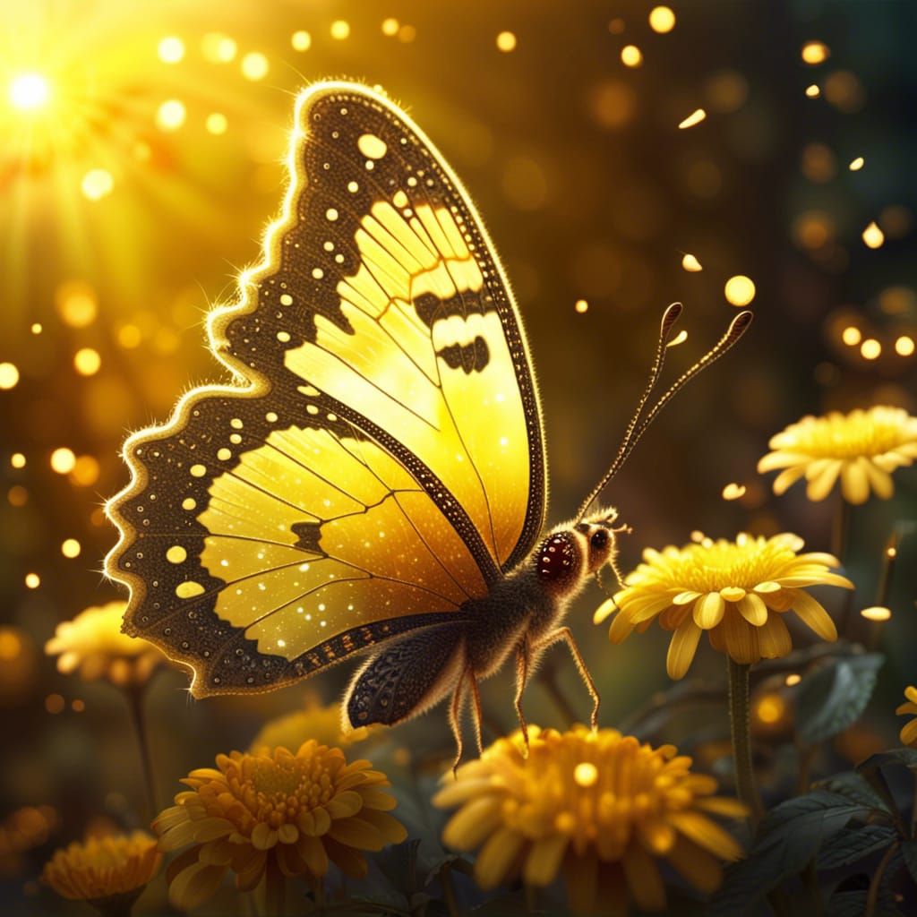 Sparkling Yellow Butterfly in Digital Matte Painting