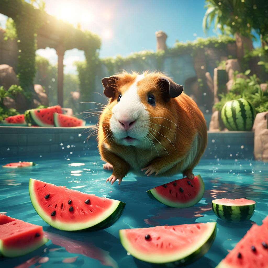 Guinea Pig's Pool Party: Watermelon Feast