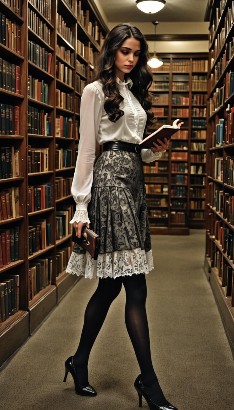 Young Black Librarian in a Dimly Lit Library