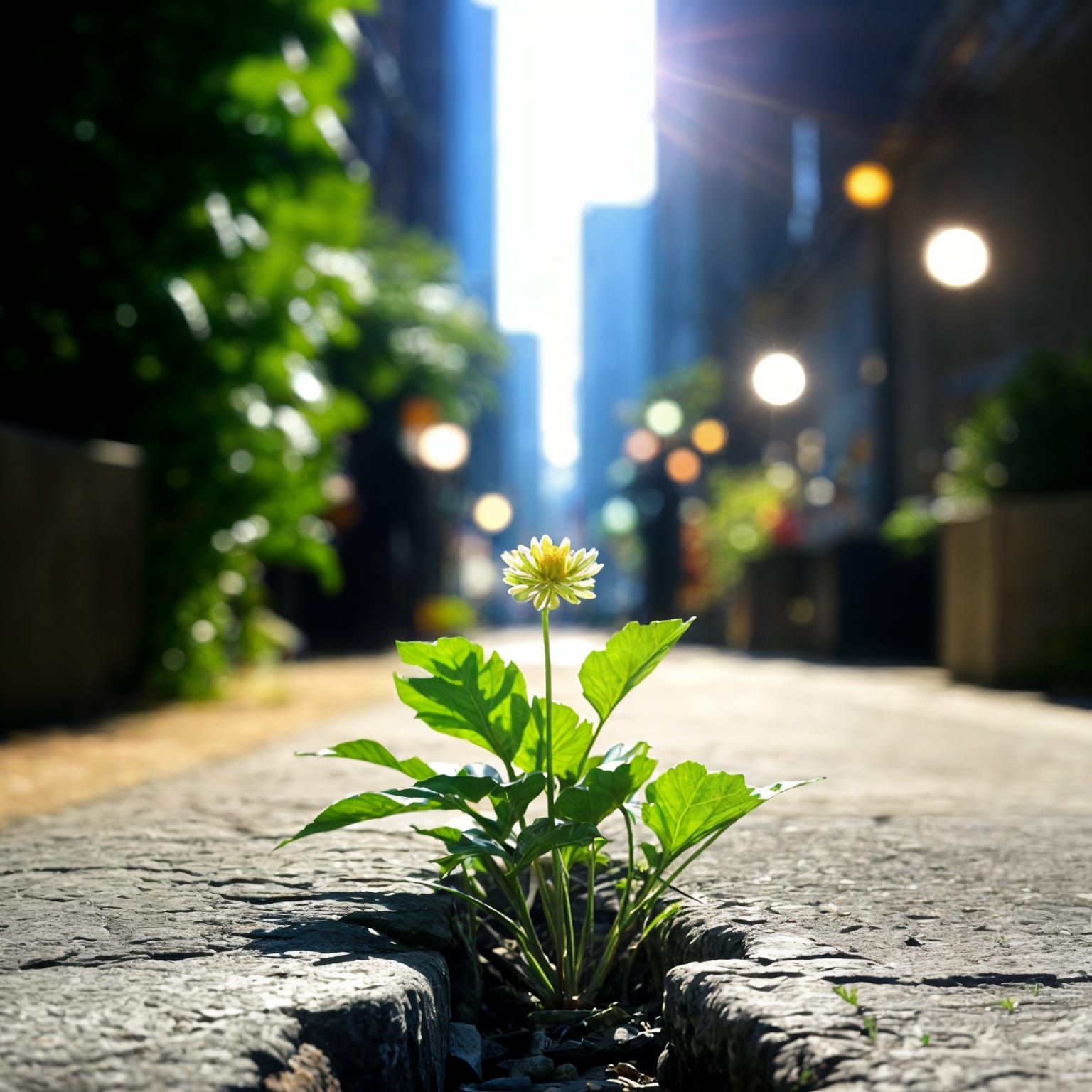 Vibrant Bloom Amidst Urban Decay