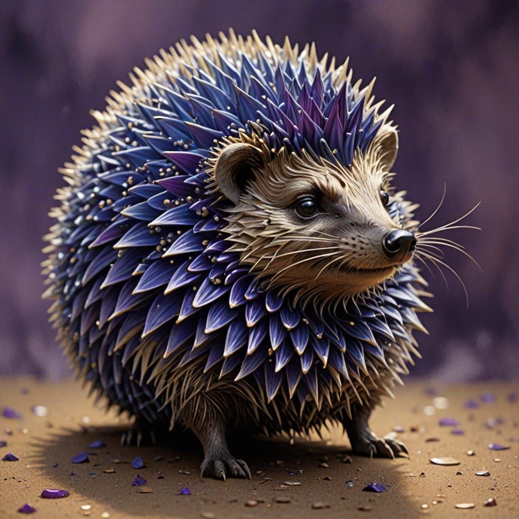 Surrealist Hedgehog Wields Mystical Shield in Soft Golden Li...