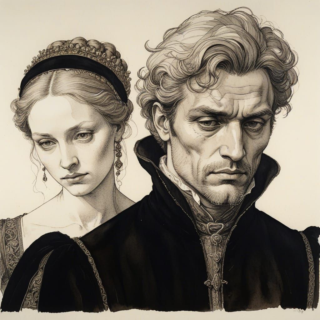 Renaissance Prince and Lady in Melancholic Harmony