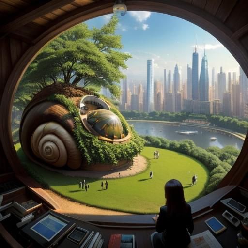 Cityscape Inside Snail Shell Landscape