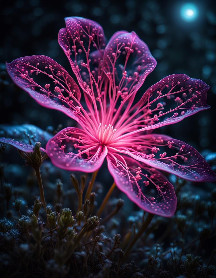 Glowing Magical Flower in Fantasy Forest: 16k Resolution