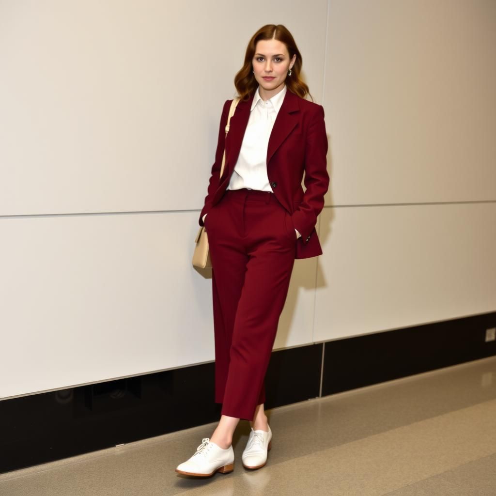 Lily Evans Potter in Burgundy Serge Travel Suit