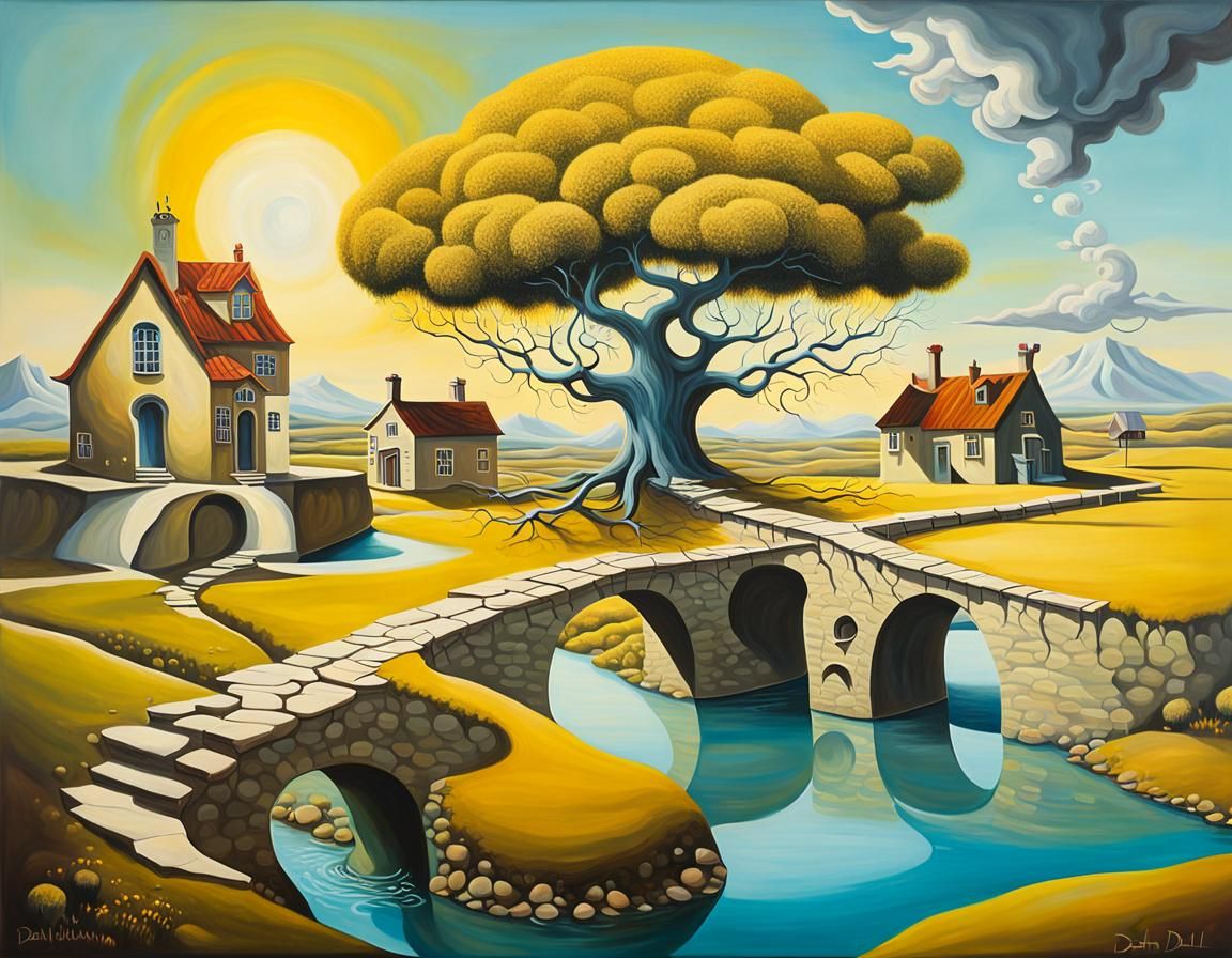 Surreal Whimsical Landscape in Dali Style