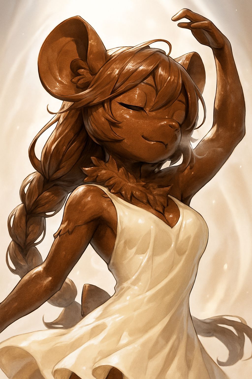 Chocolate Mouse Sculpture in Detailed Anime Style