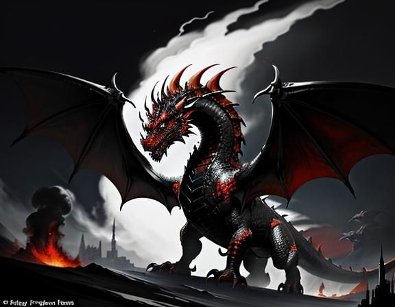 Majestic Dragon in Dynamic Fantasy Art Style