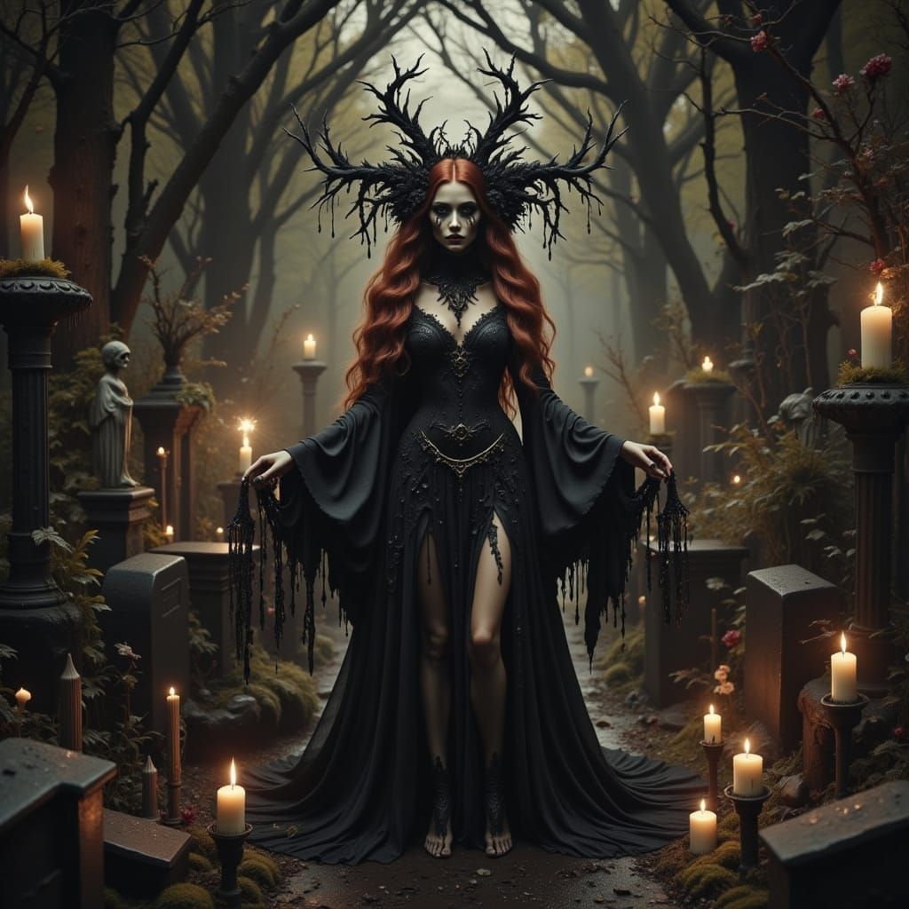 Faerie Witch Summons Spirits in Cemetery