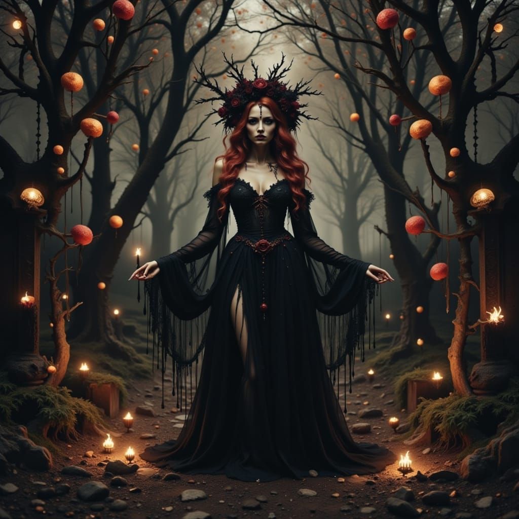 Faerie Witch Summons Spirits in Cemetery