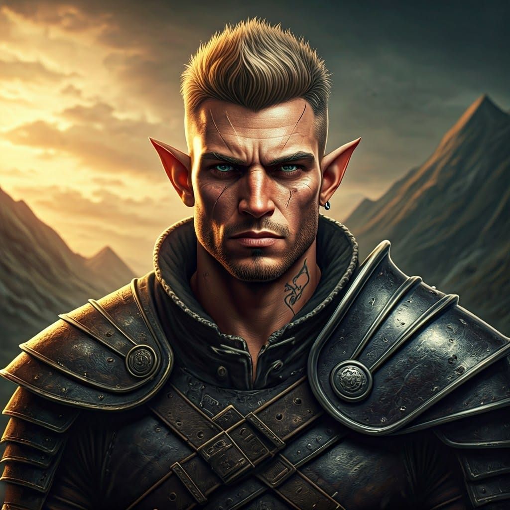 Dark Fantasy Hero in Cinematic Style