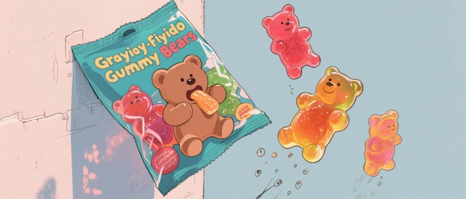 The Gravity-Defying Gummy Bears Illustrated Sketch