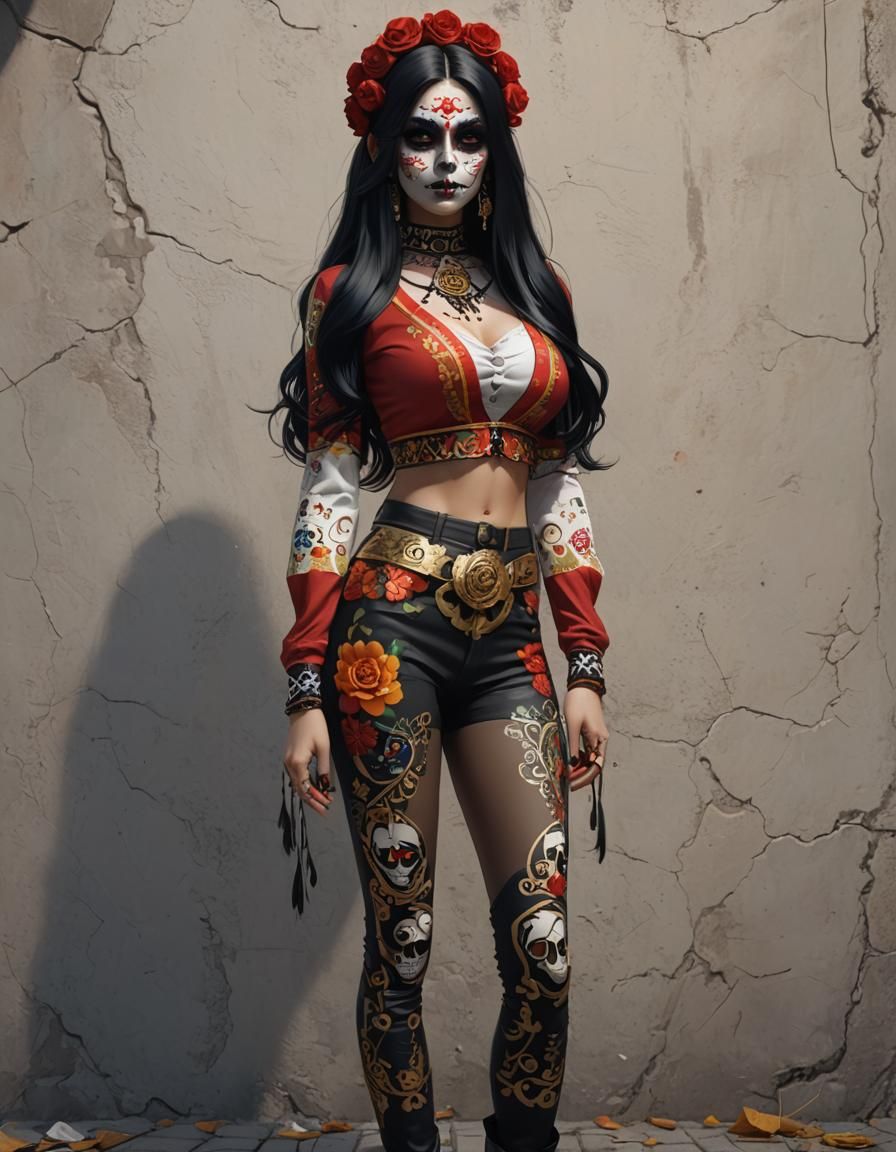 Dia de los Muertos Girl in 3D Anime Art