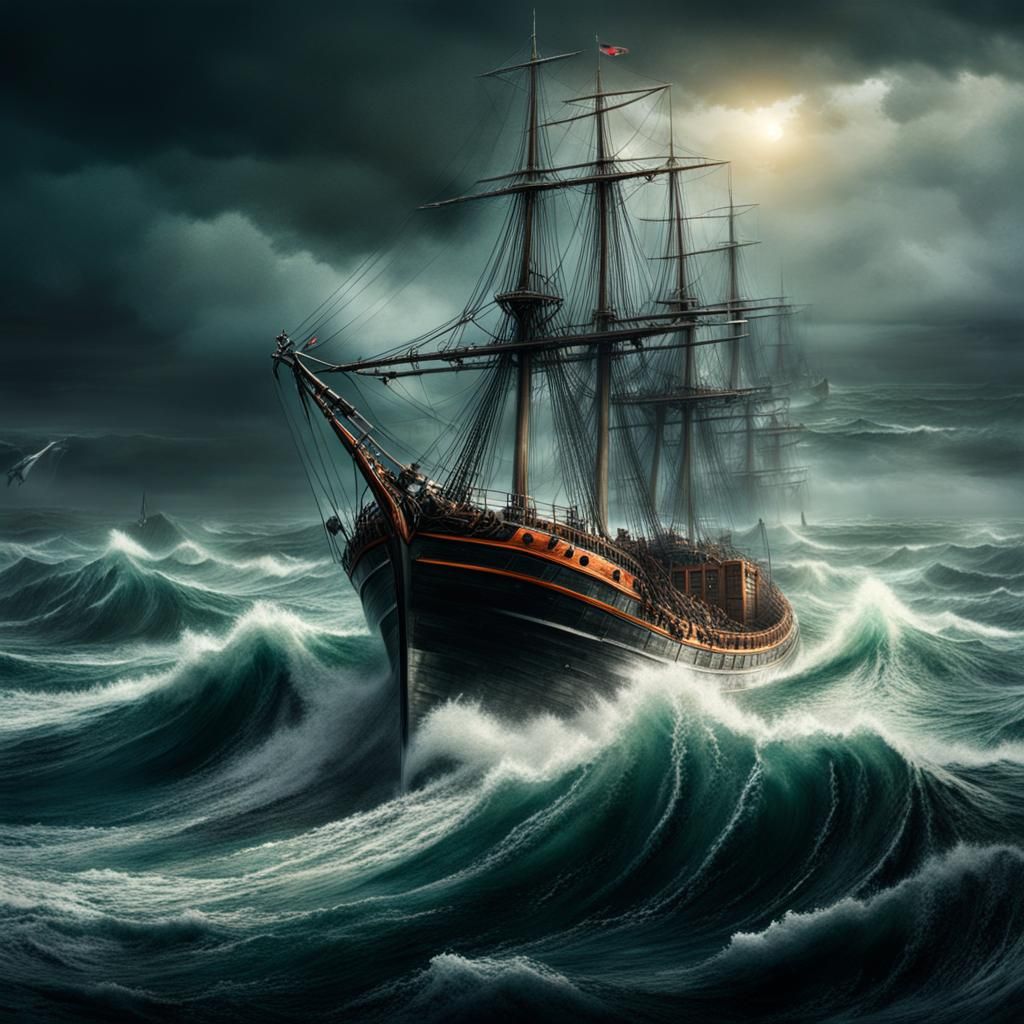 Dramatic Lifeboat Rescue: Epic Cinematic Digital Painting
