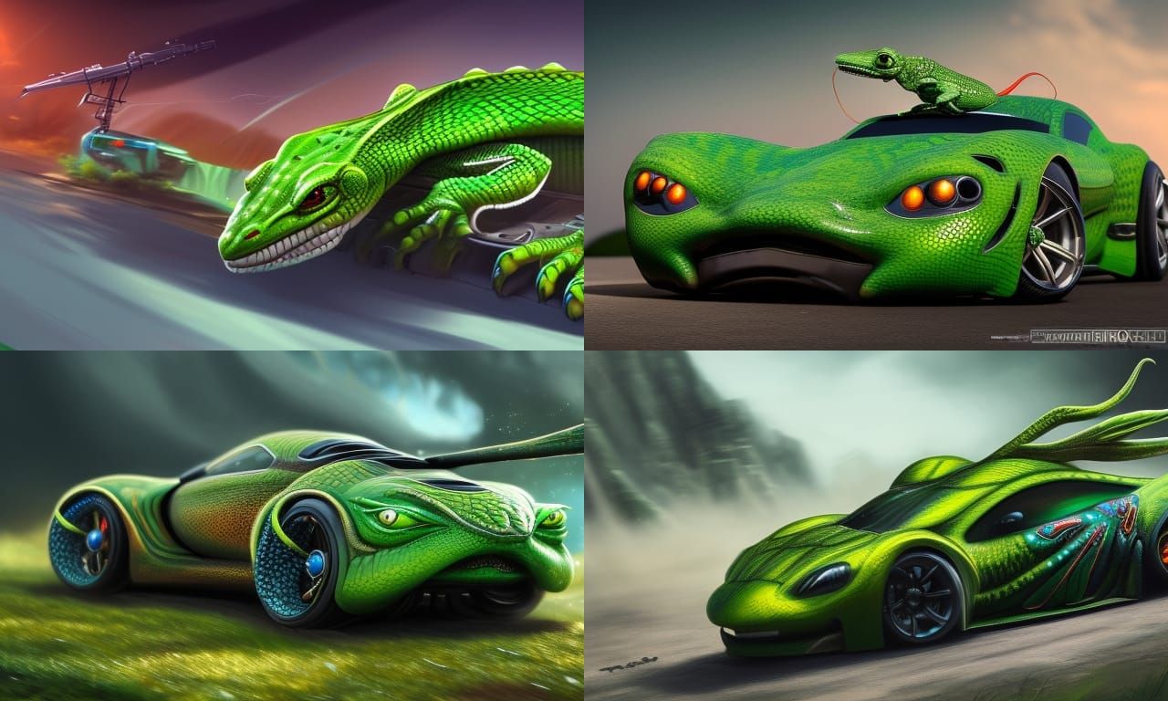 Lizard-Themed Toy Car Fantasy Concept Art