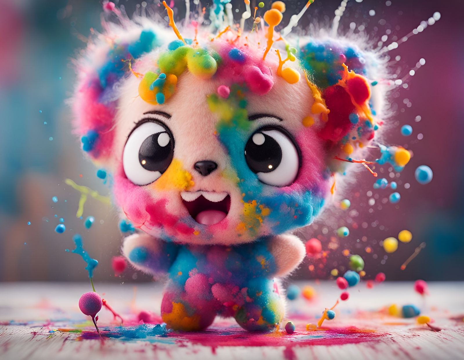 Splatterplush Characters Create Vibrant Splatter Art