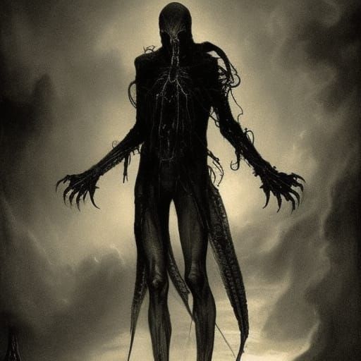 Sinister Spider-like Figure in Gothic Horror Style
