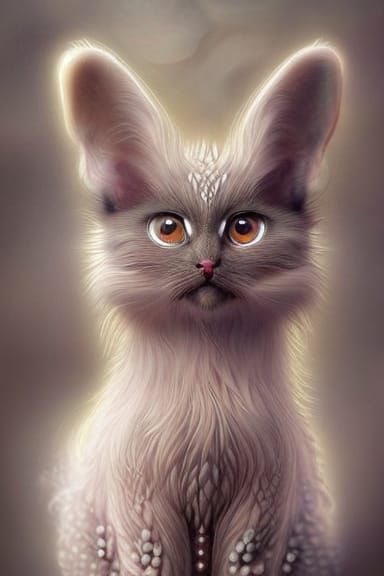 Magical Fluffy Creature with Pearlescent Filigree