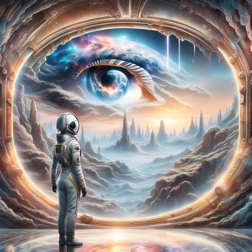 Woman in Ornate Spacesuit Digital Art