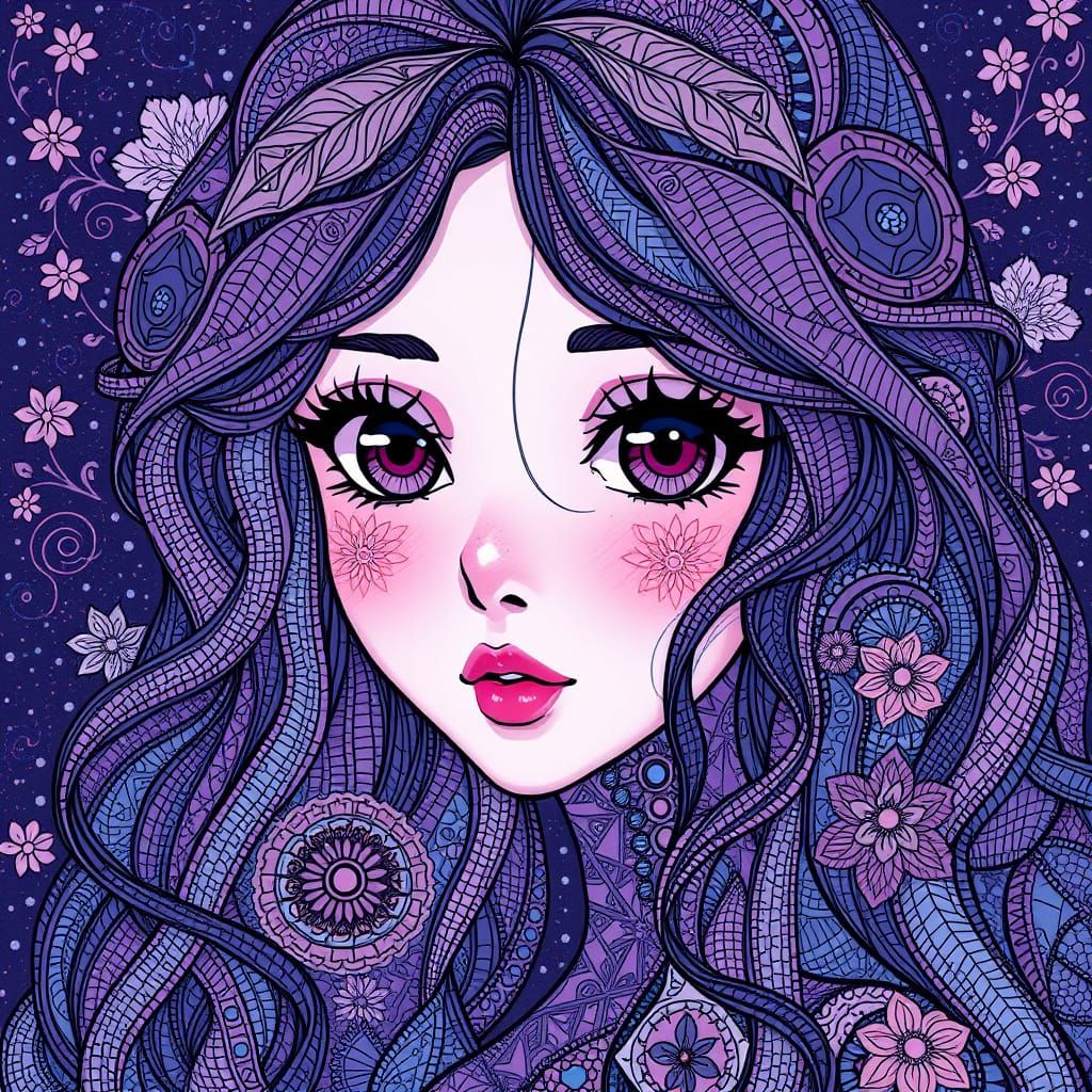 A captivating, surreal illustration of a young anime-inspire...