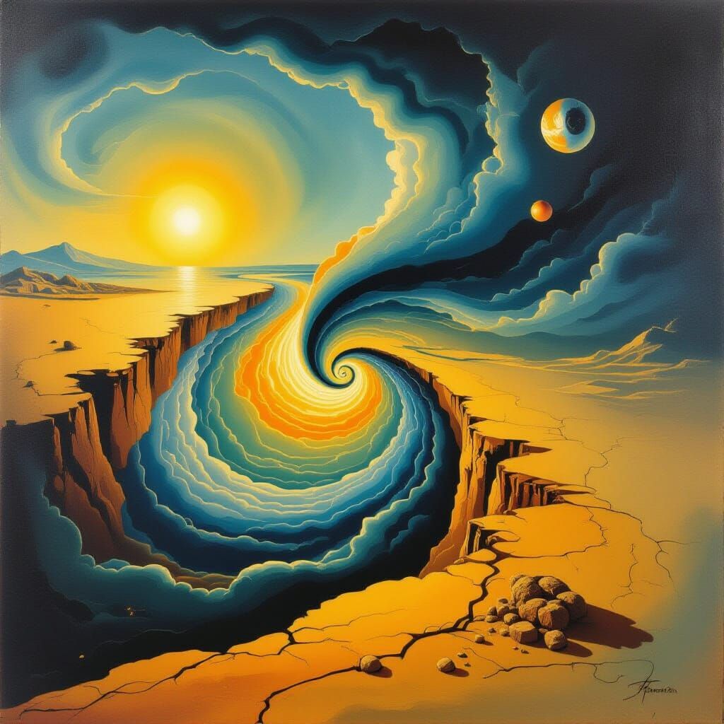 Surreal Melting Landscape in Oil Paint Style