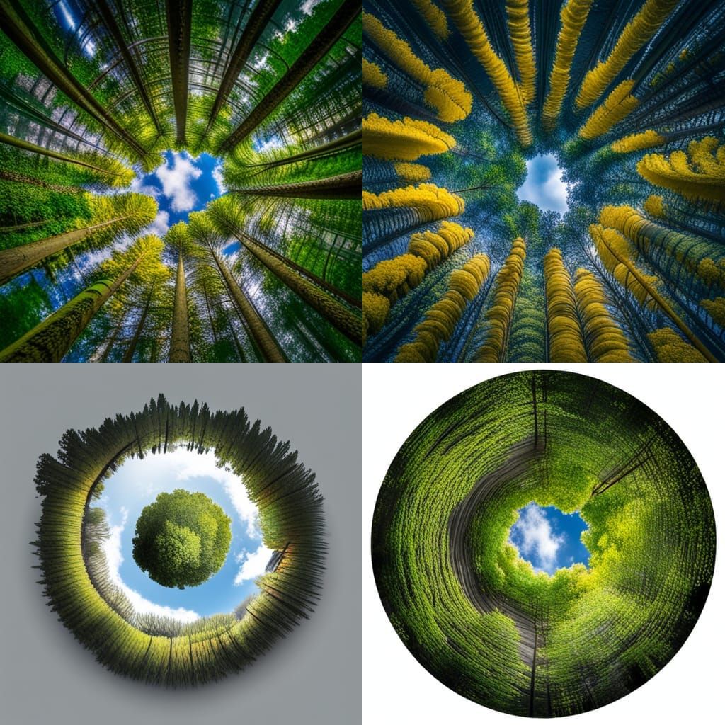 Forest View with Circle of Clear Sky