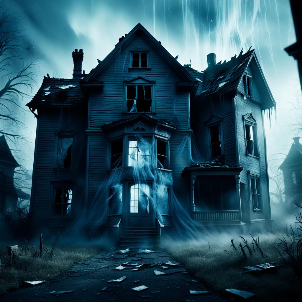 Eerie Ghost Emerges from Haunted House