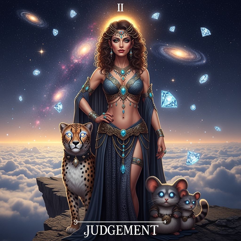 Middle-earth Judgement Woman with Cheetah Companion