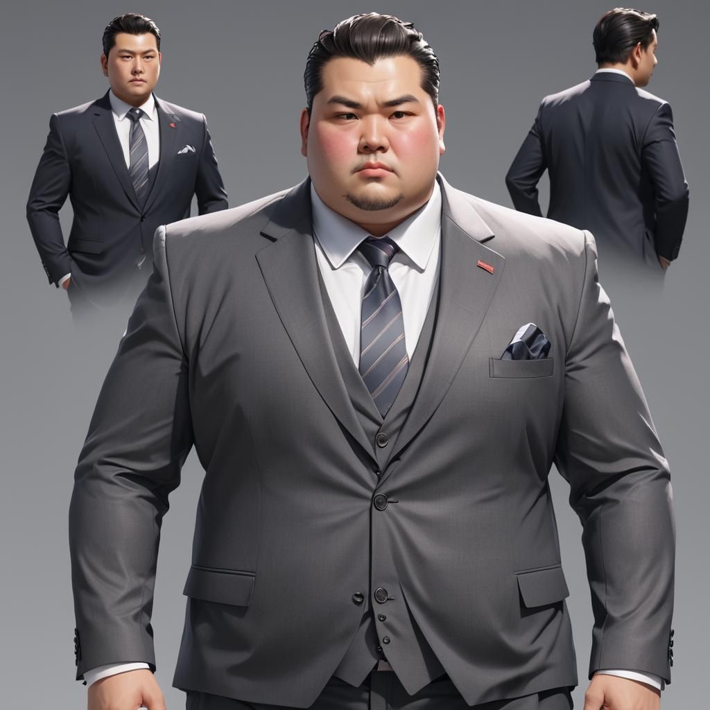 Chubby Man in Suit as 3D Anime Art