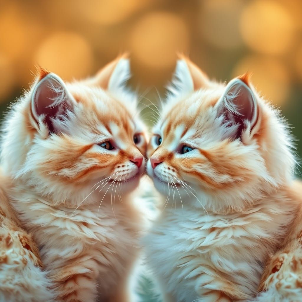 Lemon-Colored Cats in Tender Moment