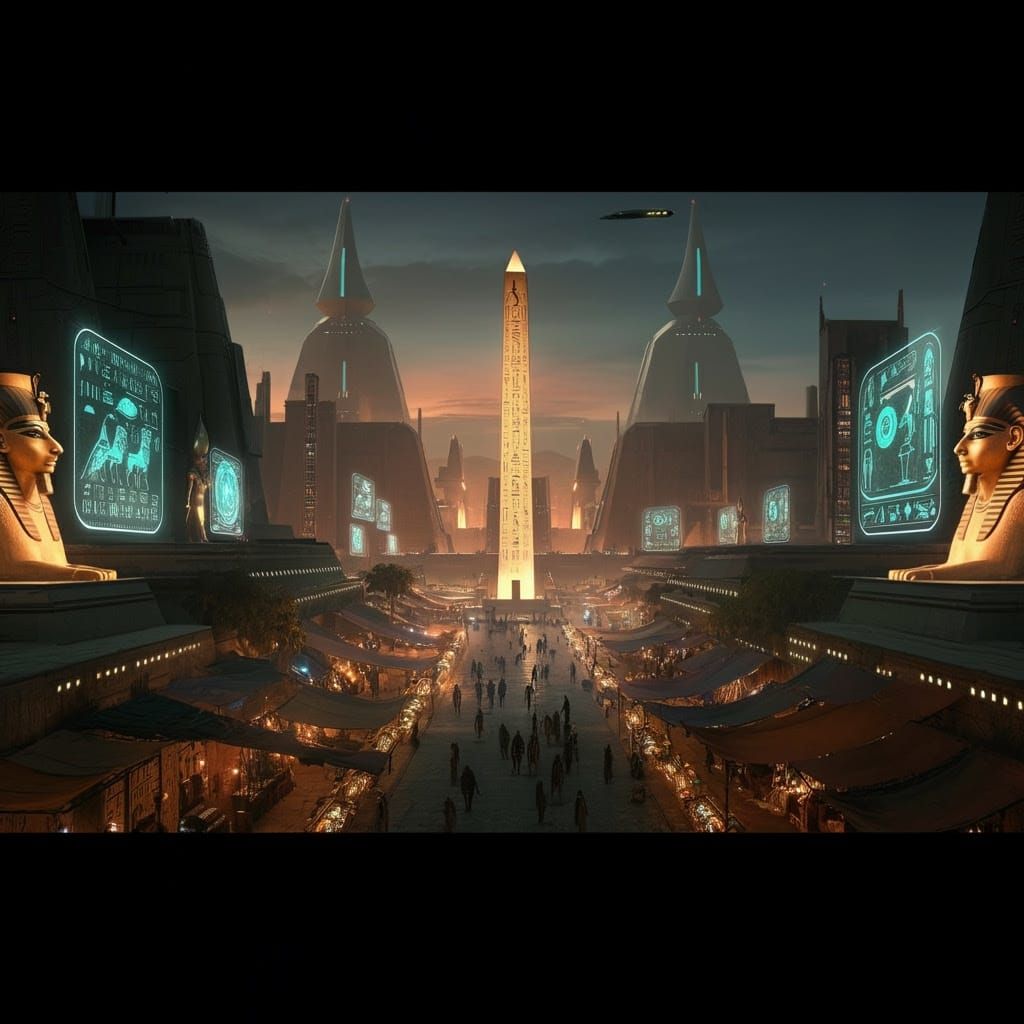 Ethereal Twilight Panorama of Neo-Pharaonic Heru-Set